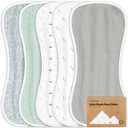 5-Pack Muslin Burp Cloths Baby Boy, Girl - Very Absorbent Baby Burp Cloth Rags, 8-Layers Viscose Derived from Bamboo Cotton Muslin Towel, Super Soft Spit Up Rags, No Shrink Washcloths (Nordic)