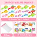 JOYIN 28 Pcs Valentine's Day Slingshot Dinosaur Toys with Cards, Strentchy Multi-Color Dinosaur Finger Toys for Valentines Day Boys Girls Kids Classroom Prize Treats Goodie Bag Stuffers Party Favors