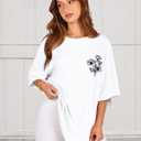 Womens Oversized Tshirt Graphic Tees Crew Neck Summer Short Sleeve Loose Fit Tops 2026 (White, XXL)