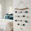 Jhdydz Coastal Beach Wall Art – Capiz Shell & Starfish Wall Decor, Macrame Wall Hanging – Nautical Seashell Decor for Bathroom, Bedroom, Living Room – Boho Beach Themed Room Decor