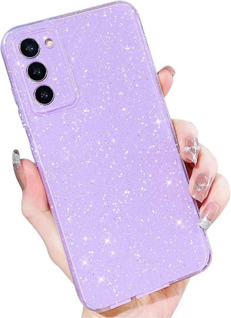 MINSCOSE Compatible with Samsung Galaxy S20 FE 5G Case,Cute Neon Bright Color,Glitter Bling Thin Slim Shockproof Silicone Sparkly Cover for Women Girl for Galaxy S20 FE 6.5 INCH-Purple