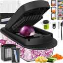 8 Blade All-in-1 Vegetable Chopper Mandoline Slicer with Container, Food Chopper, Onion Chopper, Veggie Cutter for Salad, Kitchen Gadgets Accessories Essentials, Black