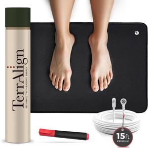 TerrAlign Premium Grounding & Earthing Mat 2416 in  Carbon-Infused PU Pad with 15-ft Cable and Outlet Tester Pen for Desk, Bed & Yoga | Stress Relief and Sleep Support