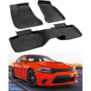 Car Floor Mat for Dodge Charger: All Weather Liner Custom Fit Chrysler 300 RWD 2011 2012 2013 2014 2015 2016 2017 2018 2019 2020 2021 2022 2023 RT Scat Pack SXT GT SRT Front Rear Full Set Accessories