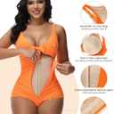 SHAPSHE Women's Tummy Control Swimsuit One Piece Slimming Bathing Suit Cutout Tie Knot Front Bikini Push Up Swimwear (Orange), L