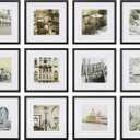 Gallery Perfect 12-Piece Black Photo Frame Set with Hanging Template - 12x12 Picture Frame Matted to 8x8 - Gallery Wall Kit