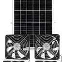IP67 Waterproof Solar Dual Fan Kit for outside Chicken Coop, 25W Solar Panel Powered for Greenhouse Shed, 2 Way Air-flow Intake or Exhaust 5.5" Bigger Two Fan Kit with 15FT Cord