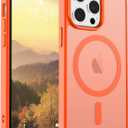 SUPFINE Magnetic for iPhone 12 Pro Max Case (Compatible with MagSafe) (Military Grade Drop Protection) Slim Translucent Matte Shockproof with Anti-Fingerprint Phone Case,Orange