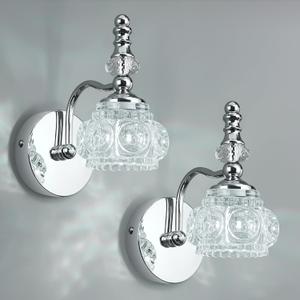 Modern Wall Sconces Set of Two Indoor Lamp Chrome Vintage Glass Light Bathroom Vanity Fixture Wall-Mounted Room Lighting (2-Pack)