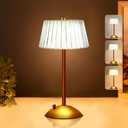 Cordless Metal Desk Lamp, Touch Sensor Control LED Table Lamp,3 Color Stepless Dimmable Battery Powered Lamp,Night Light for Kids Nursery,Bedroom/Desk/Cafe (Gold)