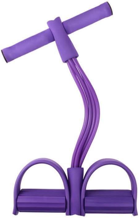 21 Fitness Resistance Bands-4 Tube Pedal Ankle Puller,Pedal Resistance Band with Handle,Resistance Bands,Strength Training, Tummy, Waist, Arm, Leg Slimming, Home Gym Exercise Equipment, Purple 
