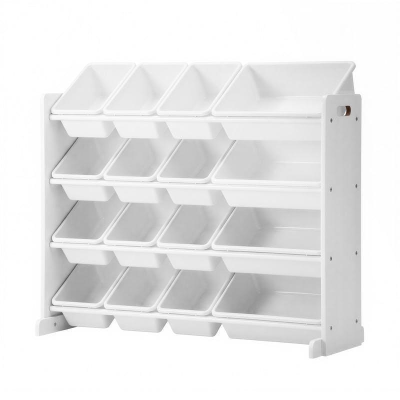 Kitsure Toy Storage Organizer with Metal Frame, 61.7"W, 16 Bins, White