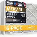BNX TruFilter 20x25x1 Air Filter MERV 11 (6-Pack) - MADE IN USA - Allergen Defense Electrostatic Pleated Air Conditioner HVAC AC Furnace Filters for Allergies, Dust, Pet, Smoke, Allergy MPR 1200 FPR 7