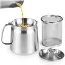 Stainless Steel Oil Filter Pot, 1.5L (50 Oz) Fryer with Strainer & Fry Basket - Large Capacity 3-in-1 Cooking Container for Bacon Grease Saver, Grease Collection, and Frying (Regular)