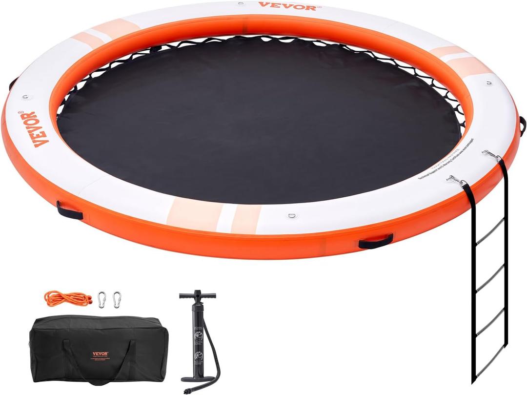 VEVOR Inflatable Floating Dock, Inflatable Dock Platform, Non-Slip Air Dock Platform with Portable Carrying Bag & Detachable Ladder, Floating Platform Island Raft for Pool Beach Ocean (8 FT(Circle Version))