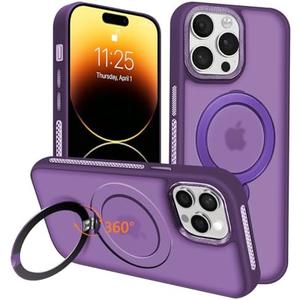 Ankceed for iPhone 14 Pro Max Case, Compatible with 360° Spin Magnetic Stand, Compatible with MagSafe, Military Drop Protection, Anti-Scratch Shockproof Protective Cover 6.7 Inch, Purple