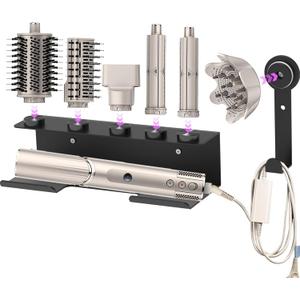 Hair Dryer Holder for Shark Flex Style, Wall Mount Holder Compatible with Shark FlexStyle, Curling Wand Organizer, Rack with Cord Hanger for Accessories Curlers Brushes Diffuser and Attachments
