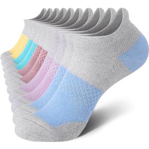 CS CELERSPORT 5 Pairs Women's Ankle Running Socks Cushioned Athletic Sport Socks with Tab, Small