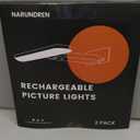 2 Pack Picture Lights for Wall, Rechargeable LED Picture Light Battery Operated with Remote, Dimmable Poster Light for Paintings, Portraits, Art Frames, Display Lighting for Wall Decor,Black