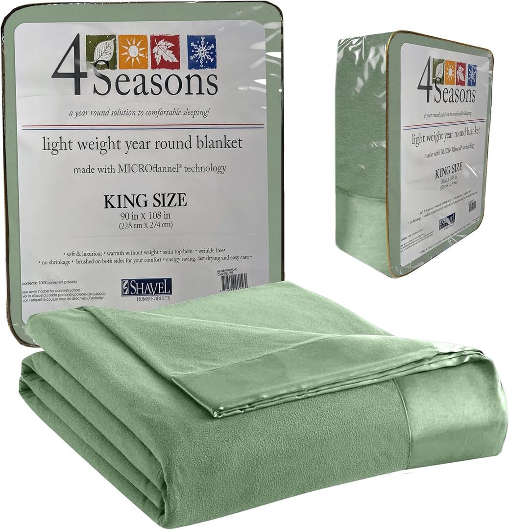 Thermee Micro Flannel King Size Blankets, Lightweight All Seasons Cozy Blanket, Throw Blankets for Home and Living Room, Comfy & Soft Blanket for Couch, Machine Wash, No Pilling - Clover