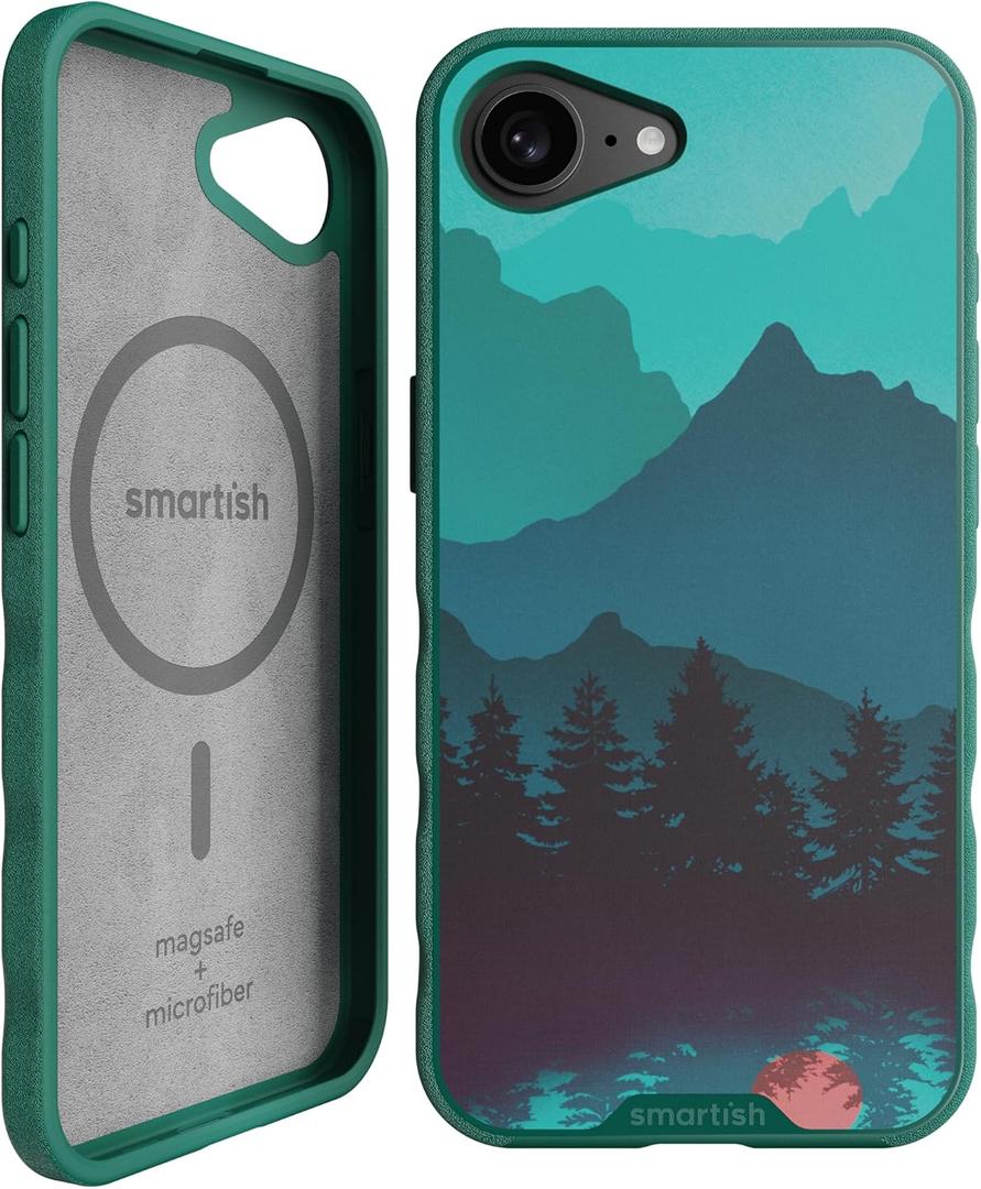 Smartish iPhone 17e/16e MagSafe Case - Gripmunk Magnetic Slim Case [Lightweight + Protective] Drop Tested Thin Grip Cover with Microfiber Lining for Apple iPhone 17e/16e - Moving Mountains