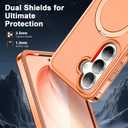 For Samsung Galaxy S26 Plus Case with Magnetic Invisible Stand[Compatible with MagSafe] with Screen Protector Dual Layer Full Body Military Shockproof Translucent Phone Cover-Orange
