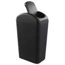 Hespama Slim Trash Can, 14L Black Swing Lid Garbage Bin for Narrow Space