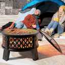 Fire Beauty 26in 2‑in‑1 Carbon Steel Fire Pit for Camping Backyard Patio