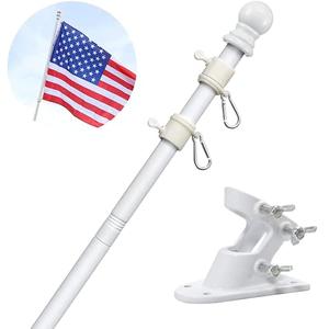 Barcetine 5ft Stainless Steel Flag Pole for House, Tangle Free Design with Two-Position Bracket, White, for 3x5 American Flag, Outdoor Use