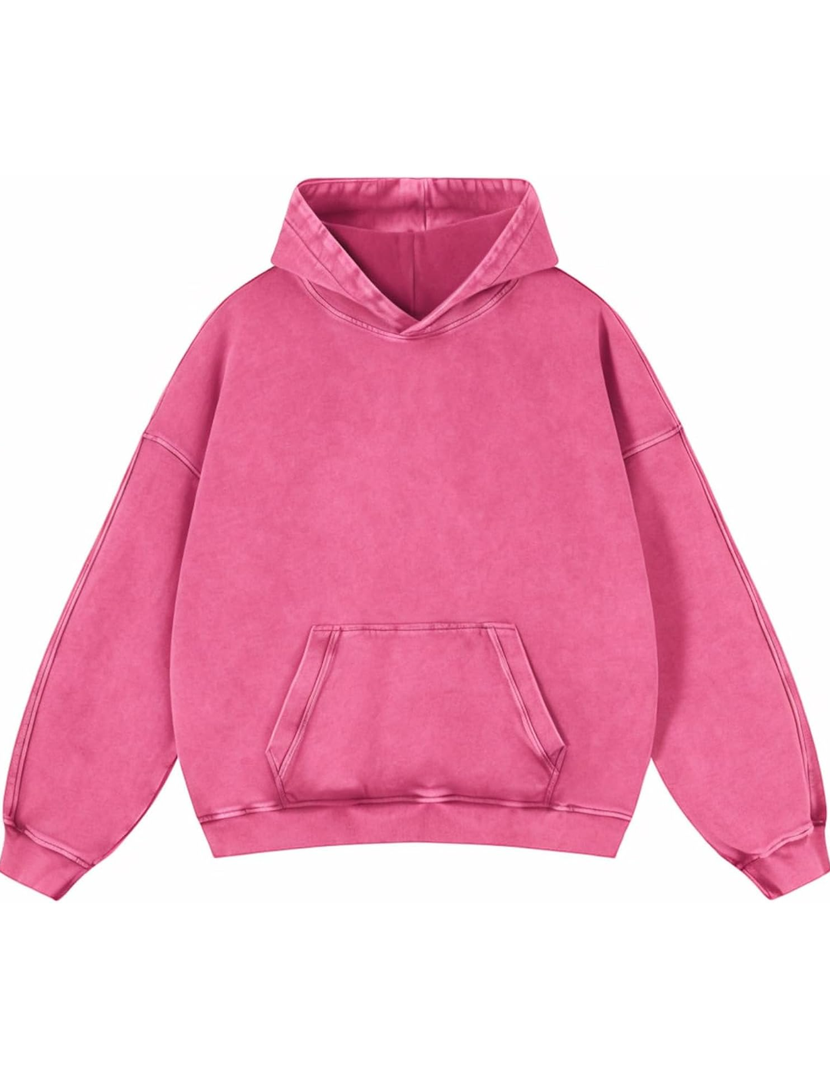 Mens Oversized Hoodies Pullover Women Fall Acid Wash Plain Preppy Hoodie Streetwear Cotton Vintage Hooded Sweatshirt, Size S