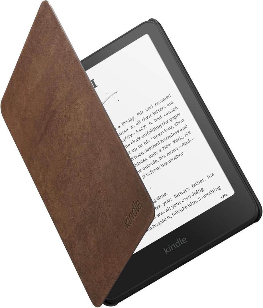 Amazon Kindle Paperwhite and Kindle Colorsoft Case, Lightweight and Foldable Protective Cover - Premium Leather (Walnut)
