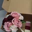 Wedding Bouquet for Bride - Premade Simple Artificial Roses Flowers for Bridal Shower Destination Ceremony Anniversary Decorations (Burgundy & Dusty Pink)