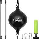 Double End Bag, Boxing Speed Bag with Adjustable Elastic Cords, PU Leather Punching Bag for Adults Kids Fitness Training (Black)