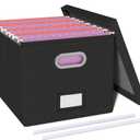 Oterri File Organizer, File Box, File Cabinet for Letter File Folder Storage, Hanging File Organizer for Office/Decor/Home,Document Organizer, 1 Pack,Black-Box Only