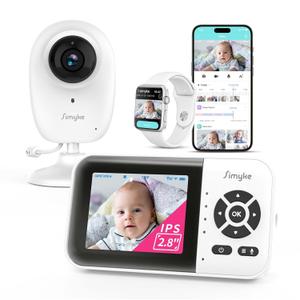 Smart Video Baby Monitor with Camera and Audio,Dual Mode,WiFi On/Off Switch,2.8inch Display,App,1080p Camera,1500ft Long Range,Night Vision,2-Way Talk,AI Baby Growth Album Function
