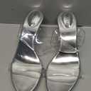 NBUUNBU Clear Heels for Women Silver Black Heels Little Platform Sexy High Heels Sandals Stiletto Kitten Open Toe Dress Shoes Comfortable Double Transparent Strap Heeled Sandals Mule, 42