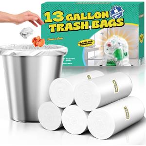 13 Gallon Tall Kitchen Trash Bags - 110 Count Clear Plastic Garbage Bags Unscented Trash Can Liners Strong Waste Basket Bags 49.2 Liter for Home and Office Bins