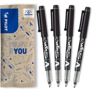 Pilot V-Sign Pen Liquid Ink Tip - Black (Pack of 4)