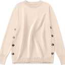 ANRABESS Sweaters for Women 2025 Fall Long Sleeve Crewneck Knit Casual Loose Side Button Basic Pullover Tops Trendy Outfits (XL)