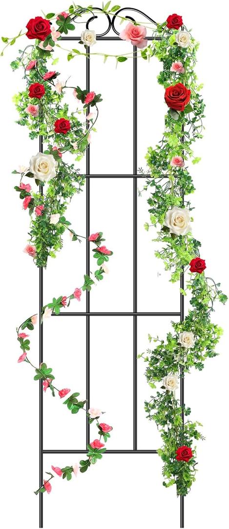 Newtay Giant Trellis for Climbing Plants, 108'' x 30'' Large Heavy Duty Rustproof Metal Vine Plant Trellis with Black Coating for Outdoor Climbing Plants Vegetables Support(Delicate Style)