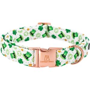 Lionheart glory St. Patrick's Day Dog Collar, Clover Green Dog Collars for Large Dogs Spring Pet Collar Adjustable Heavy-Duty Puppy Collars Pet Gift