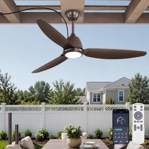 52" Outdoor Ceiling Fan with Light,Plug in Hanging IP65 Bronze | APP & Remote Control,6 Speeds,Reversible DC Motor,3000-6000K Dimmable LED,Perfect for Covered Patios,Gazebos,Pergola,Porches