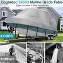 1200D Waterproof T-Top Boat Cover, Hard Top Boat Covers 22-24 ft, Gray