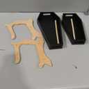 Leinuosen 2 Pack Wood Coffin Tray 13'' & 11'' Coffin Shaped Serving Tray Box with Bamboo Stand Versatile Countertop Organizer for Goth Aesthetic, Kitchen, Bathroom Decor (Black,Classic Style)