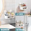 TAILI Shower Caddy Suction Cup, Heavy Duty Bathroom Organizer, Removable Shelves for Inside Shower, Shampoo, Waterproof Suction Plastic Storage for Bathroom Accessories Holder, White