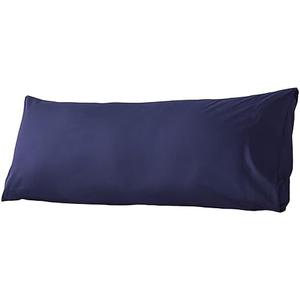 WhatsBedding Body Pillow Cover Cotton Fabric, Long Pillowcase Breathable & Skin-Friendly, Envelope Closure - Navy Blue (20x54 inch)