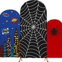 Spider Web Theme Arch Backdrop Cover 3 Set - 4ft/ 5ft/ 6ft Wedding Arch Covers Spandex Backdrop Stand for Wedding Birthday Banquet Ceremony Photography Party Decoration