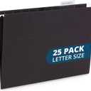 Blue Summit Supplies Hanging File Folders, 25 Reinforced Hang Folders, Designed for Home and Office Color Coded File Organization, Letter Size, Black, 25 Pack