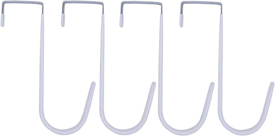 White Single Hook Outside The Door, Hanging Clothes Rack Without Punching on The Back Hook, Set of 4 Pieces