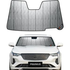 Pigenius Windshield Sunshade for Cadillac CT4 2020-2026 (Sedan) Luxury/Sport, Reversible Silver/Black